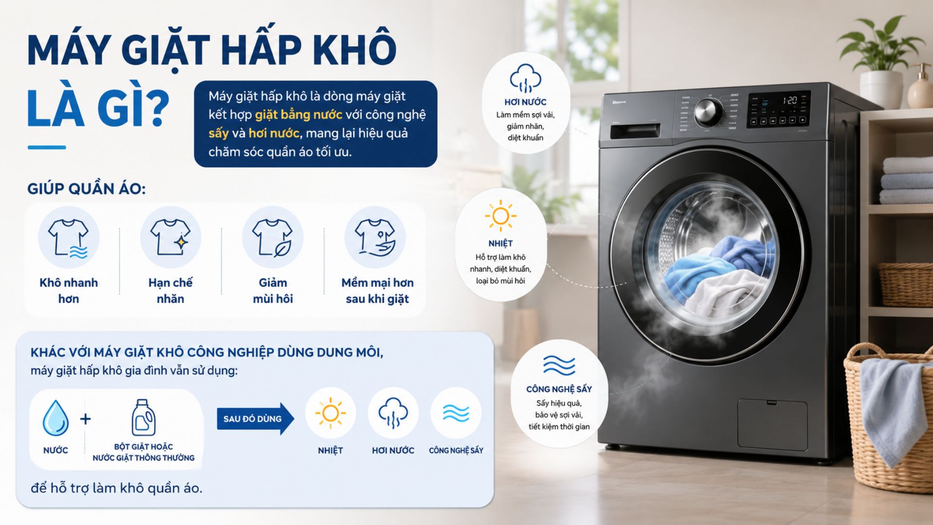 Máy giặt hấp khô